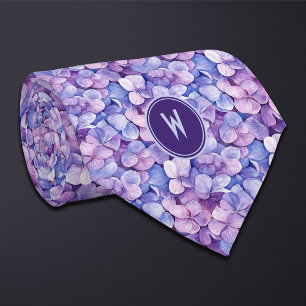 Purple Hydrangeas Floral Tie