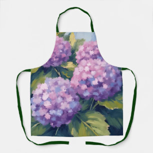 Purple Hydrangeas Floral Watercolor Apron