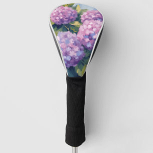 Purple Hydrangeas Floral Watercolor Painting Golf Head Cover