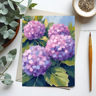 Purple Hydrangeas Floral Watercolor Painting Postcard