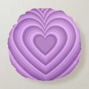 Purple Hypnotic Heart Love Pattern Round Cushion