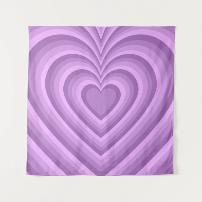 Purple Hypnotic Heart Love Pattern Tapestry (Front)