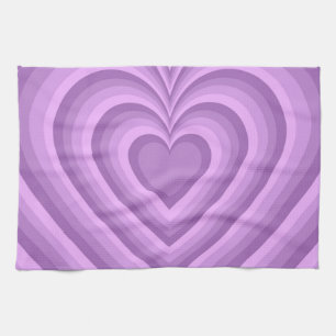 Purple Hypnotic Heart Love Pattern Tea Towel