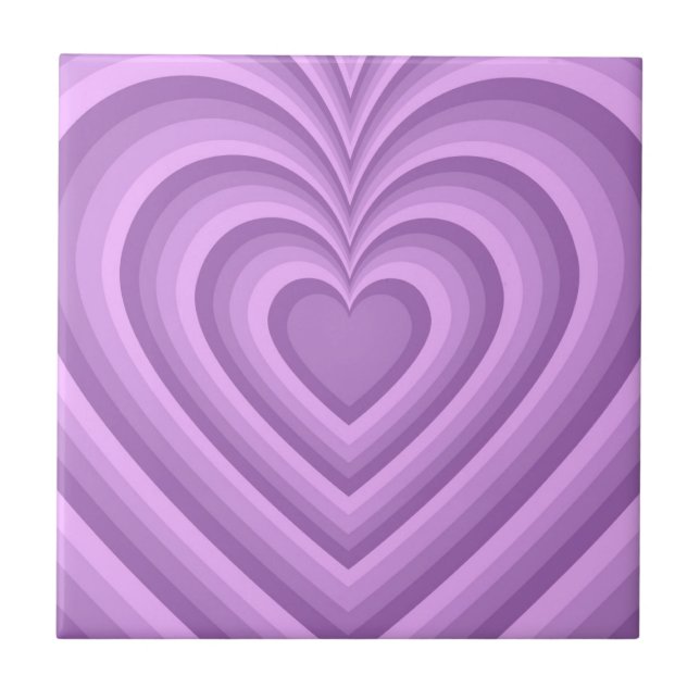 Purple Hypnotic Heart Love Pattern Tile (Front)