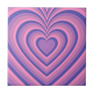 Purple Hypnotic Heart Love Pattern Tile