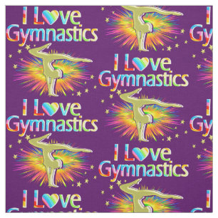 PURPLE I LOVE GYMNASTICS FABRIC