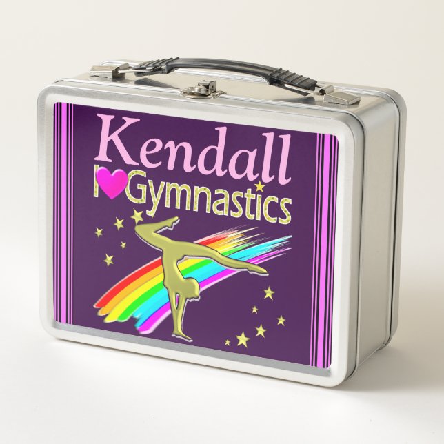 PURPLE I LOVE GYMNASTICS LUNCH BOX (Front)