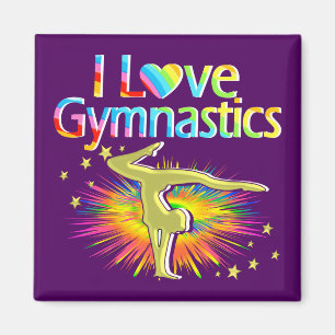 PURPLE I LOVE GYMNASTICS MAGNET