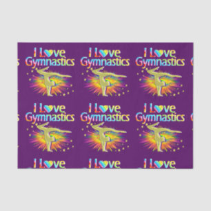 PURPLE I LOVE GYMNASTICS TISSUE PAPER