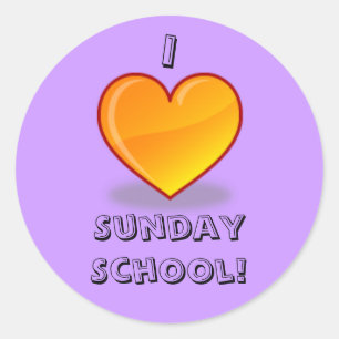 Purple I love sunday school stickers