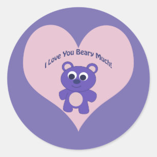 Purple I love you Beary Much! Classic Round Sticker