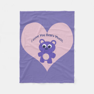 Purple I love you Beary Much! Fleece Blanket
