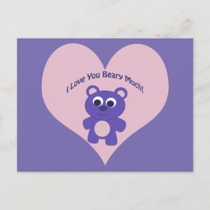 Purple I love you Beary Much! Postcard