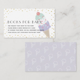 Purple Ice Cream Gold Baby Shower Book Request Enclosure Card