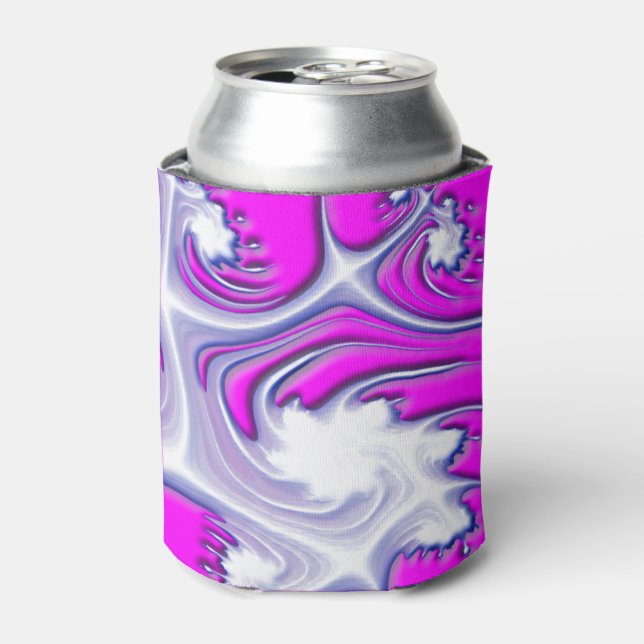 Purple Ice Fractal Flowers Can Cooler (Can Front)
