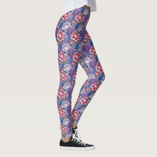 Purple Icy Blue and Ruddy Floral Leggings