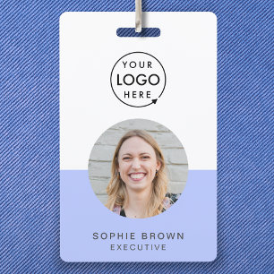 Purple ID Card   Modern Stylish Minimalist Photo Badge