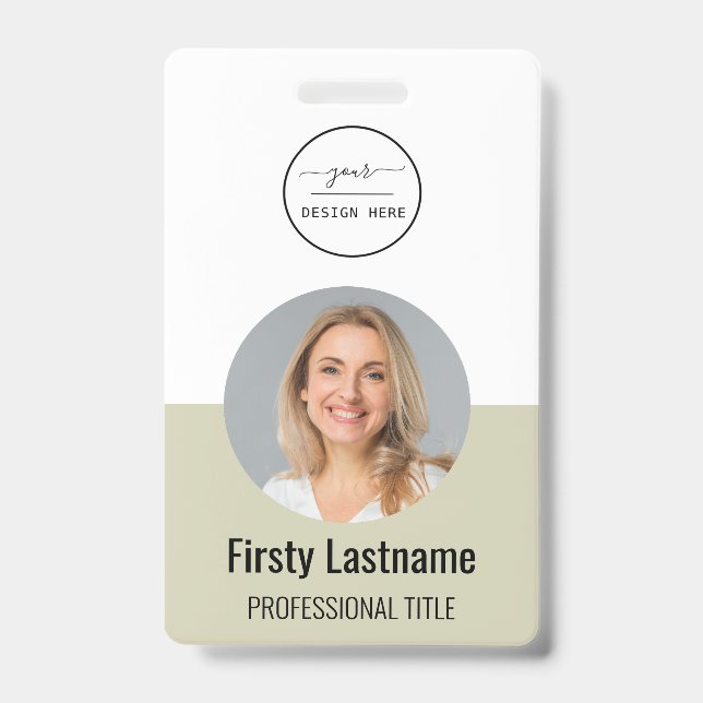 Purple ID Card | Modern Stylish Minimalist Photo I Badge (Front)