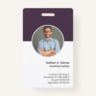 Purple ID Employee Photo ID Company Security ID Badge