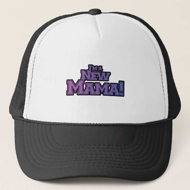 Purple I'm a New Mama Tshirts and Gifts Trucker Hat (Front)