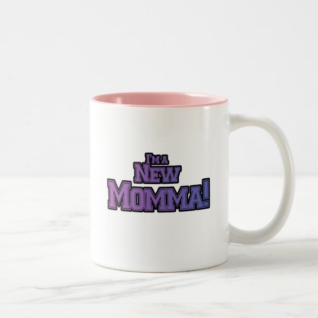 Purple I'm a New Momma Tshirts and Gifts Two-Tone Coffee Mug (Right)