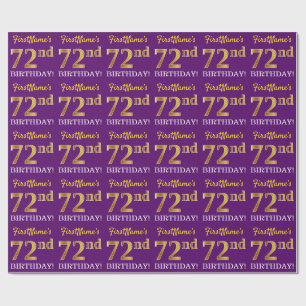 Purple, Imitation Gold Look "72nd BIRTHDAY" Wrapping Paper