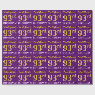Purple, Imitation Gold Look "93rd BIRTHDAY" Wrapping Paper