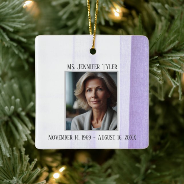 Purple In Loving Memory Funeral Memorial Ceramic Ornament (Tree)