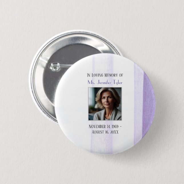 Purple In Loving Memory Funeral Memorial  Keepsake 6 Cm Round Badge (Front & Back)