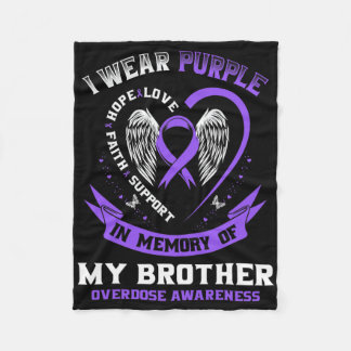 Purple In Memory Of Brother Drug Overdose Awarenes Fleece Blanket