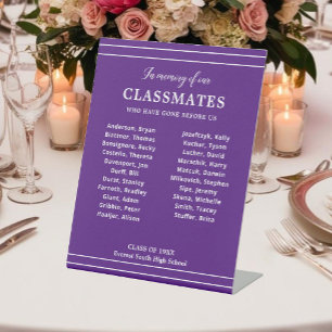 Purple In Memory Of Classmates Names Class Reunion Pedestal Sign