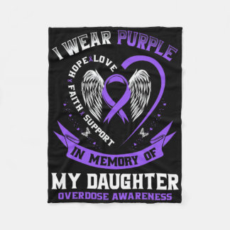 Purple In Memory Of Daughter Drug Overdose Awarene Fleece Blanket