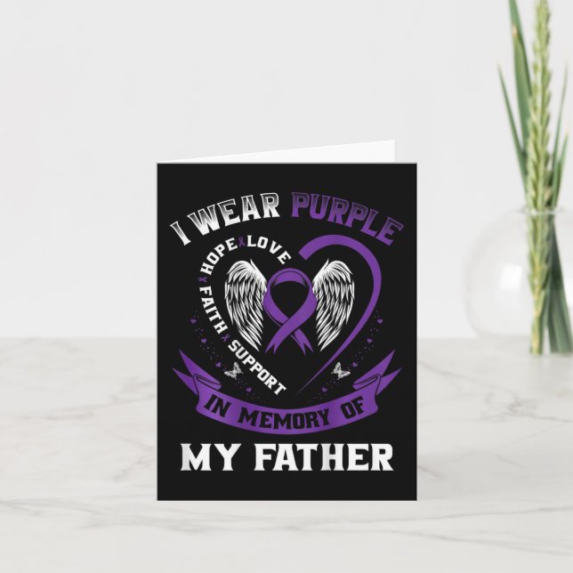 Purple In Memory Of Father Dad Pancreatic Cancer B Card (Front)