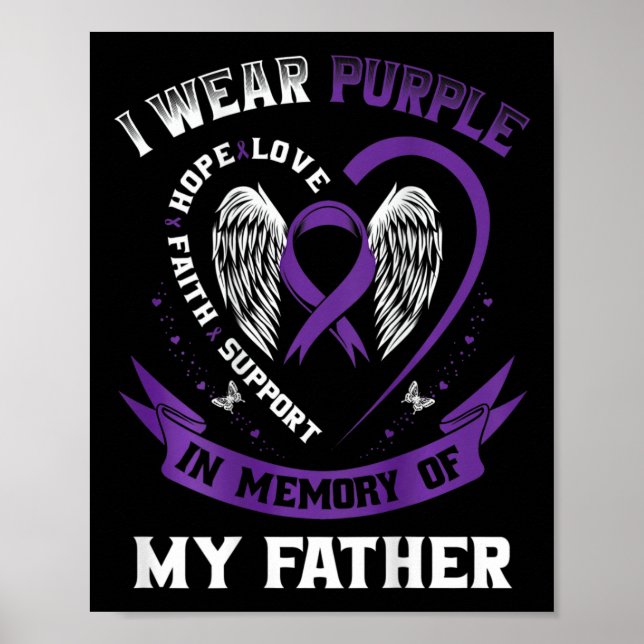 Purple In Memory Of Father Dad Pancreatic Cancer B Poster (Front)