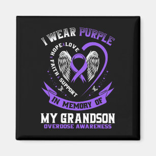 Purple In Memory Of Grandson Drug Overdose Awarene Magnet