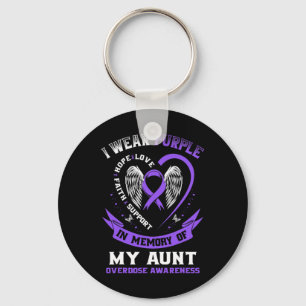 Purple In Memory of my Aunt Drug Overdose Awarenes Key Ring