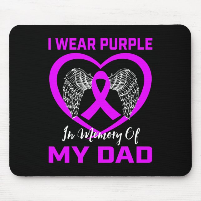 Purple In Memory Of My Dad Pancreatic Cancer Heart Mouse Pad (Front)