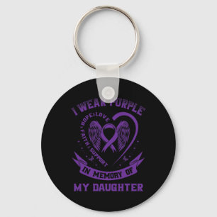 Purple In Memory Of My Daughter Pancreatic Cancer Key Ring