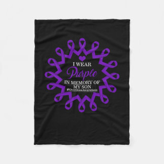 Purple In Memory Of My Son Overdose Awareness Ribb Fleece Blanket