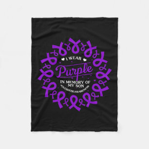 Purple In Memory Of My Son Overdose Awareness Ribb Fleece Blanket