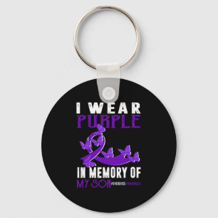 Purple In Memory Of My Son Overdose Awareness Ribb Key Ring