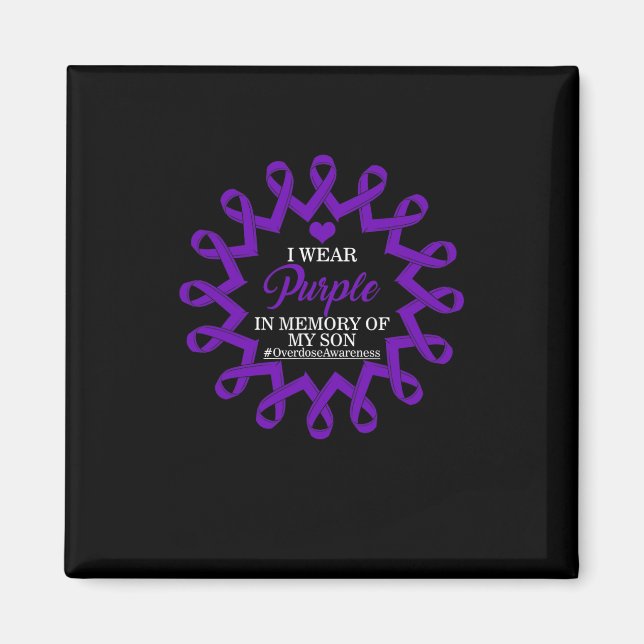 Purple In Memory Of My Son Overdose Awareness Ribb Magnet (Front)