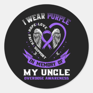 Purple In Memory Of My Uncle Drug Overdose Awarene Classic Round Sticker