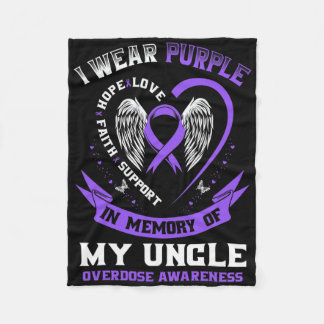 Purple In Memory Of My Uncle Drug Overdose Awarene Fleece Blanket