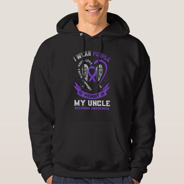 Purple In Memory of my Uncle Drug Overdose Awarene Hoodie (Front)