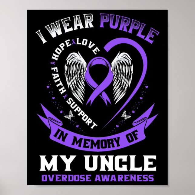 Purple In Memory of my Uncle Drug Overdose Awarene Poster (Front)