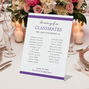 Purple In Memory Of Our Classmates Reunion Honour Pedestal Sign