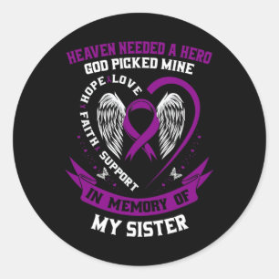 Purple In Memory of Sister Pancreatic Cancer Aware Classic Round Sticker