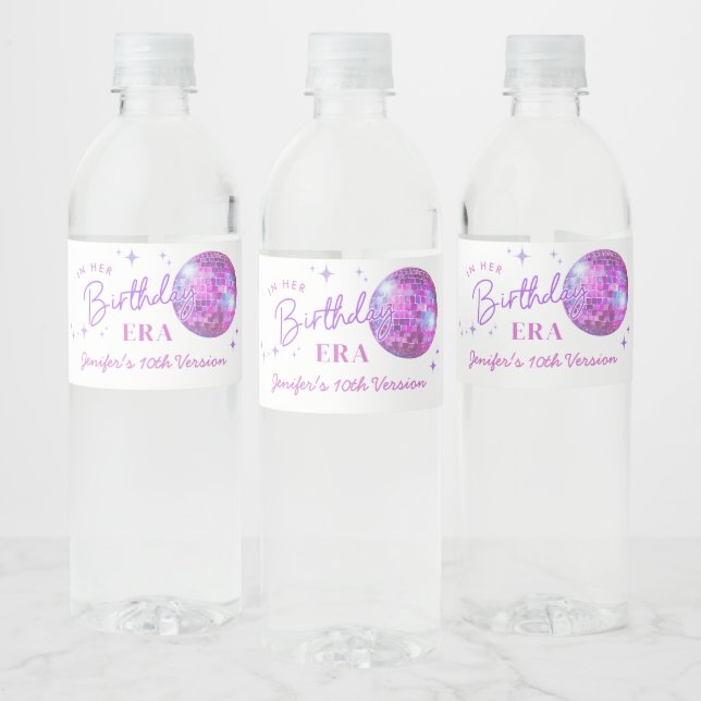 Purple In My Birthday Era Music Water Bottle Label (Bottles)