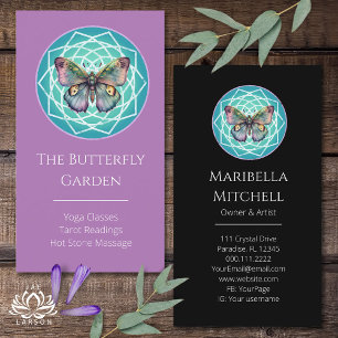 Purple Indigo Butterfly Mystical Mandala Turquoise Business Card